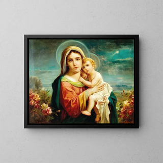 Virgin and Child with Putti - Hans Zatzka — framed artwork on a wall
