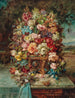 a Rich Floral Still Life with Blue Tit in front of a Vast Landscape - Hans Zatzka — artwork view