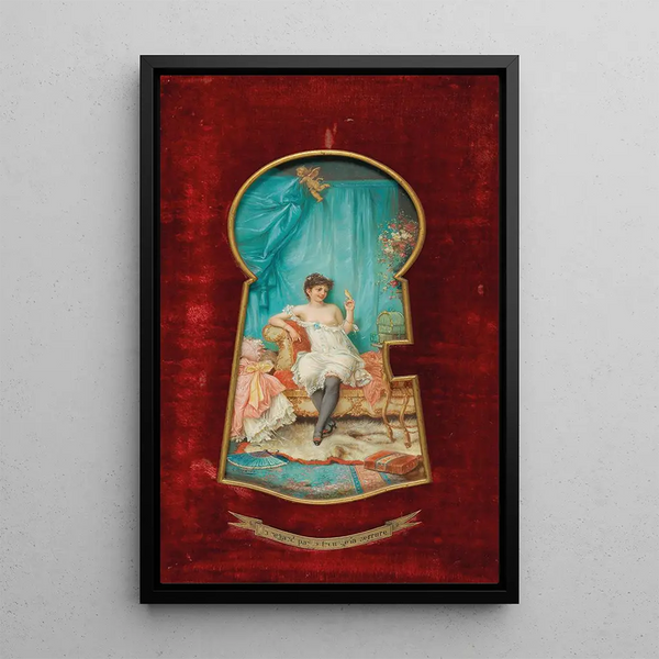 A Glance Through the Keyhole - Hans Zatzka — framed artwork on a wall