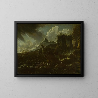 Shipwreck in a Storm - Hans de Jode — framed artwork on a wall
