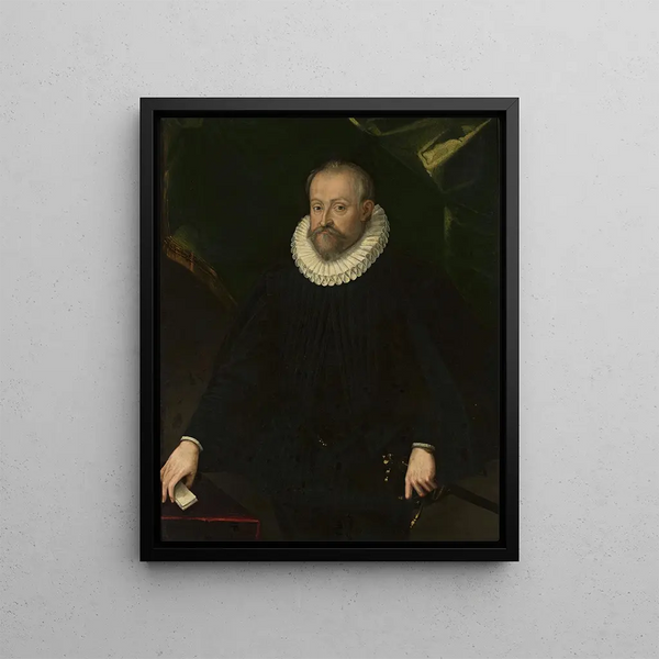 Portrait of a Man - Hans von Aachen — framed artwork on a wall