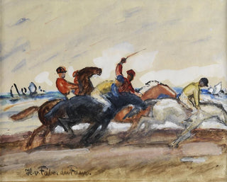 Jockeys lors d'une course sur la plage - Hans von Faber du Faur — artwork view
