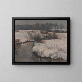 Bach in Winter Landscape Painting - Hans von Hayek — framed artwork on a wall
