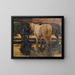 Horses in the pond - Hans von Hayek — framed artwork on a wall