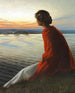 a young woman looking at a wheat of St. John's - Harald Slott-Møller — artwork view