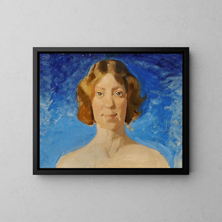 Portrait of the painter Bertha Dorph - Harald Slott-Møller — framed artwork on a wall