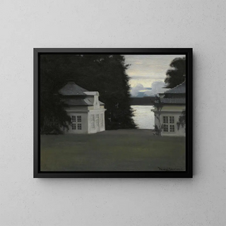 Les pavillons de l'Érémitage dans les jardins royaux de Fredensborg - Harald Slott-Møller — framed artwork on a wall