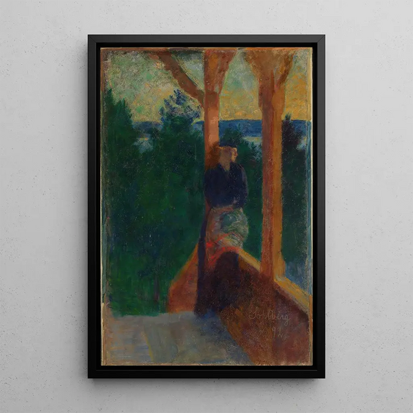 Sur la véranda - Harald Sohlberg — framed artwork on a wall
