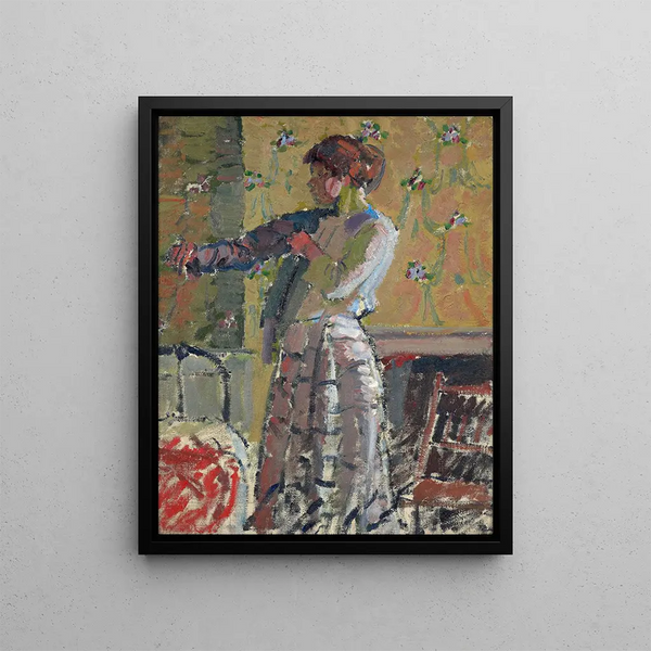 Girl getting dressed - Harold Gilman — framed artwork on a wall