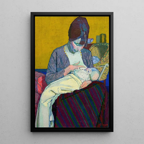 Mother and Child - Harold Gilman — framed artwork on a wall