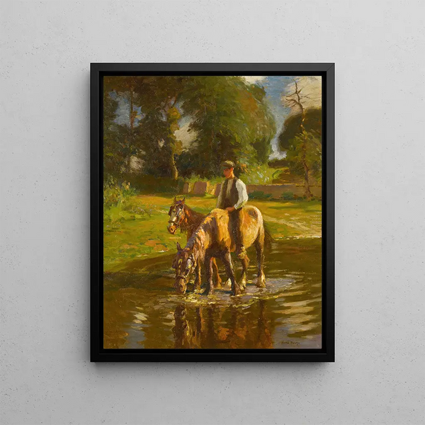 The Watering Place - Harold Harvey — framed artwork on a wall