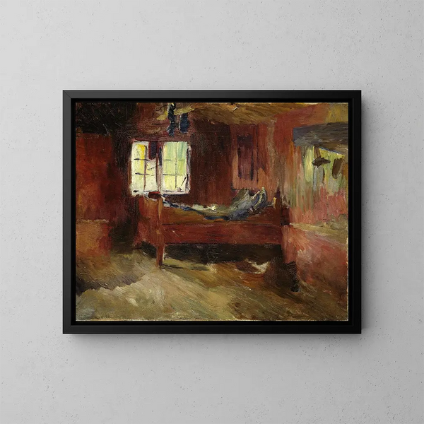Interior Farm Painting at Strlsjhaugen - Harriet Backer — framed artwork on a wall