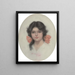 Brune painting with a pink bow - Harrison Fisher — framed artwork on a wall