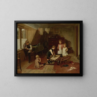 Children playing - Harry Brooker — framed artwork on a wall