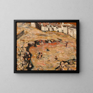 The cricket match in the Malaysian neighborhood - Harry Caldecott — framed artwork on a wall
