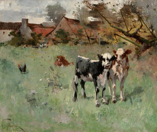 Deux vaches dans un pré - Harry Ives Thompson — artwork view