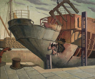 The British chancellor in dry dock at Falmouth, October 1940 - Harry Morley — artwork view
