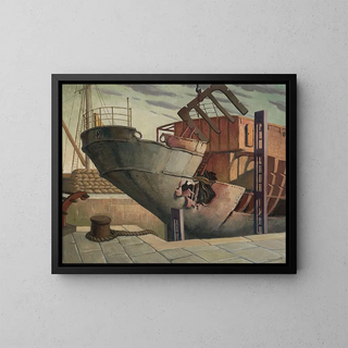 The British chancellor in dry dock at Falmouth, October 1940 - Harry Morley — framed artwork on a wall