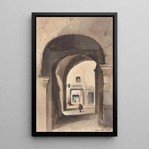 Doorway of the printers - Harry Willson — framed artwork on a wall