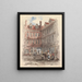Urban scene with vendors - Harry Willson — framed artwork on a wall