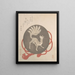 Mirror with the motif of a nine-tailed fox - Harukawa Goshichi — framed artwork on a wall