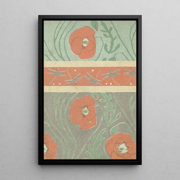 Poppies - Hashiguchi Goyō — framed artwork on a wall