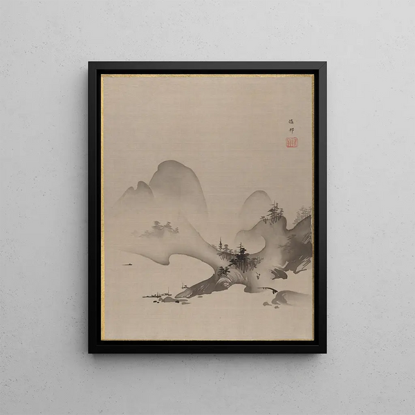 Lake and Mountains - Hashimoto Gahō — framed artwork on a wall
