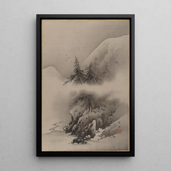 Snowy Landscape Painting - Hashimoto Gahō — framed artwork on a wall