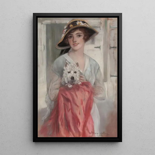 Posant avec son terrier - Haskell Coffin — framed artwork on a wall
