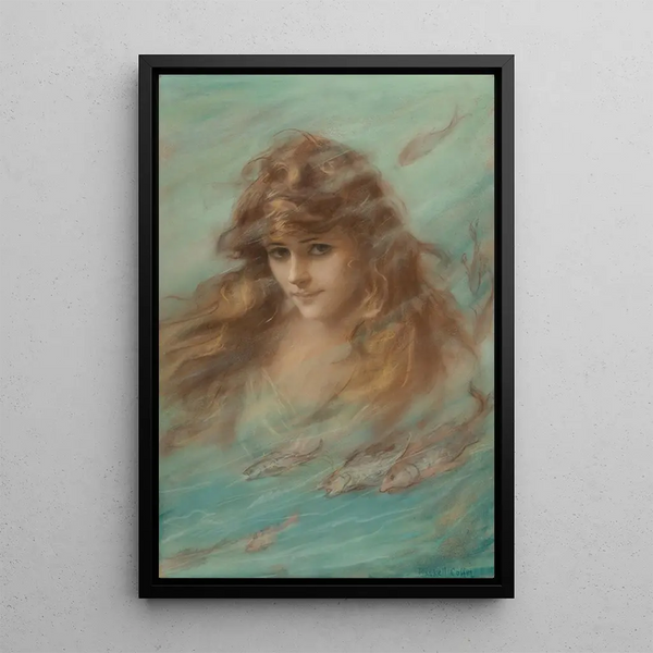 Woman among the Fish - Haskell Coffin — framed artwork on a wall