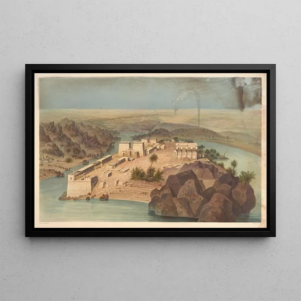 Island of Philae - Hector Horeau — framed artwork on a wall
