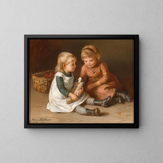 Visit to the Doll - Hedwig Friedländer — framed artwork on a wall
