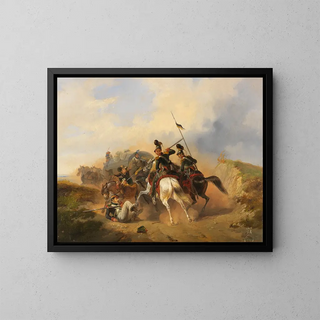 Scene of fall - Heinrich Ambros Eckert — framed artwork on a wall