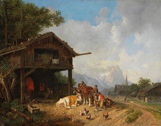 Chez le maréchal-ferrant dans les montagnes - Heinrich Bürkel — artwork view