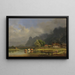 The Lake of Kochel with the houses of Schlehdorf - Heinrich Bürkel — framed artwork on a wall