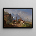 Mountain Village with Fountain, in the background the Wetterstein massif - Heinrich Bürkel — framed artwork on a wall