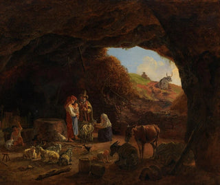 Family of Italian Shepherds in the Cave - Heinrich Bürkel — artwork view
