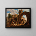 Les ours de spectacle viennent dans un village italien - Heinrich Bürkel — framed artwork on a wall