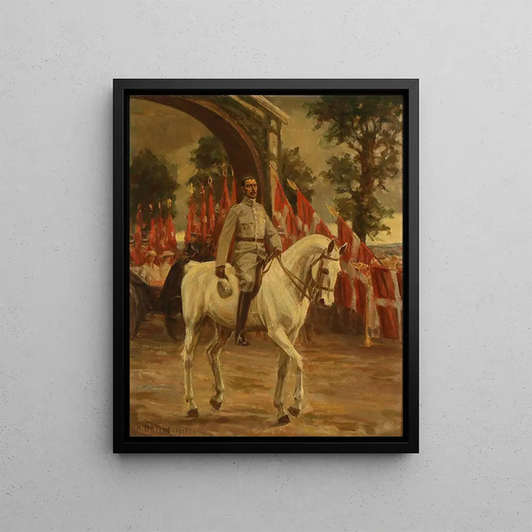 Les retrouvailles du 10 juillet 1920 King Christian X crosses the port of Frederikhj - Heinrich Dohm — framed artwork on a wall