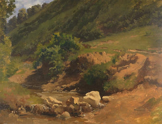 Steep slope with stream background - Heinrich Dreber — artwork view