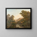 Romantic landscape painting with castle and wild stream - Heinrich Eduard Heyn — framed artwork on a wall