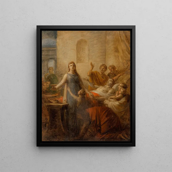 Alkeste sacrifices herself for the sketch of Admète - Heinrich Friedrich Füger — framed artwork on a wall