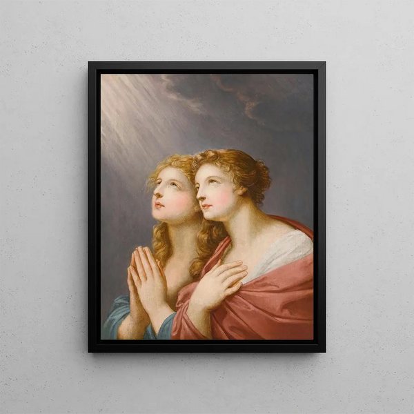 Study for two female figures in prayer - Heinrich Friedrich Füger — framed artwork on a wall