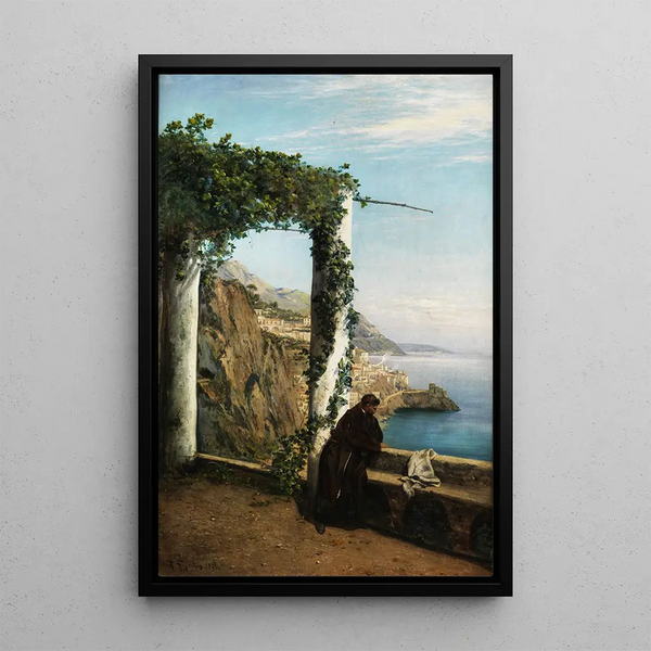 Monk on the Amalfi Coast - Heinrich Gogarten — framed artwork on a wall