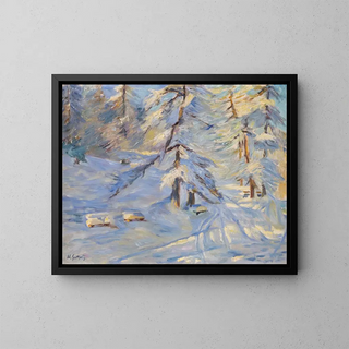 Winter Forest in the Sun - Heinrich Gottselig — framed artwork on a wall
