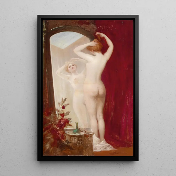 in front of the mirror - Heinrich Hans Schlimarski — framed artwork on a wall