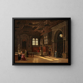 Interior painting of the Scuola di San Rocco, Venice - Heinrich Hansen — framed artwork on a wall