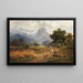 Young shepherd with livestock near Partenkirchen with a view of the Wettersteingebirge - Heinrich Höfer — framed artwork on a wall