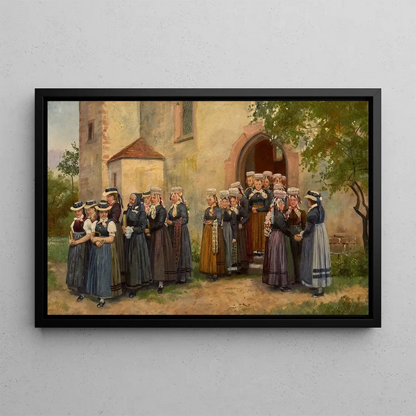 Aller à l'église dans la Forêt-Noire - Heinrich Hoffmann — framed artwork on a wall