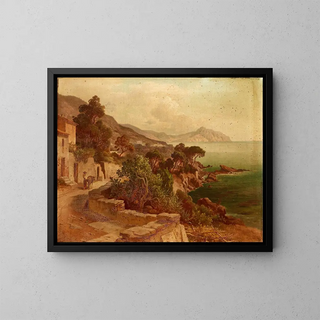 Mediterranean landscape painting - Heinrich Johann Gärtner — framed artwork on a wall